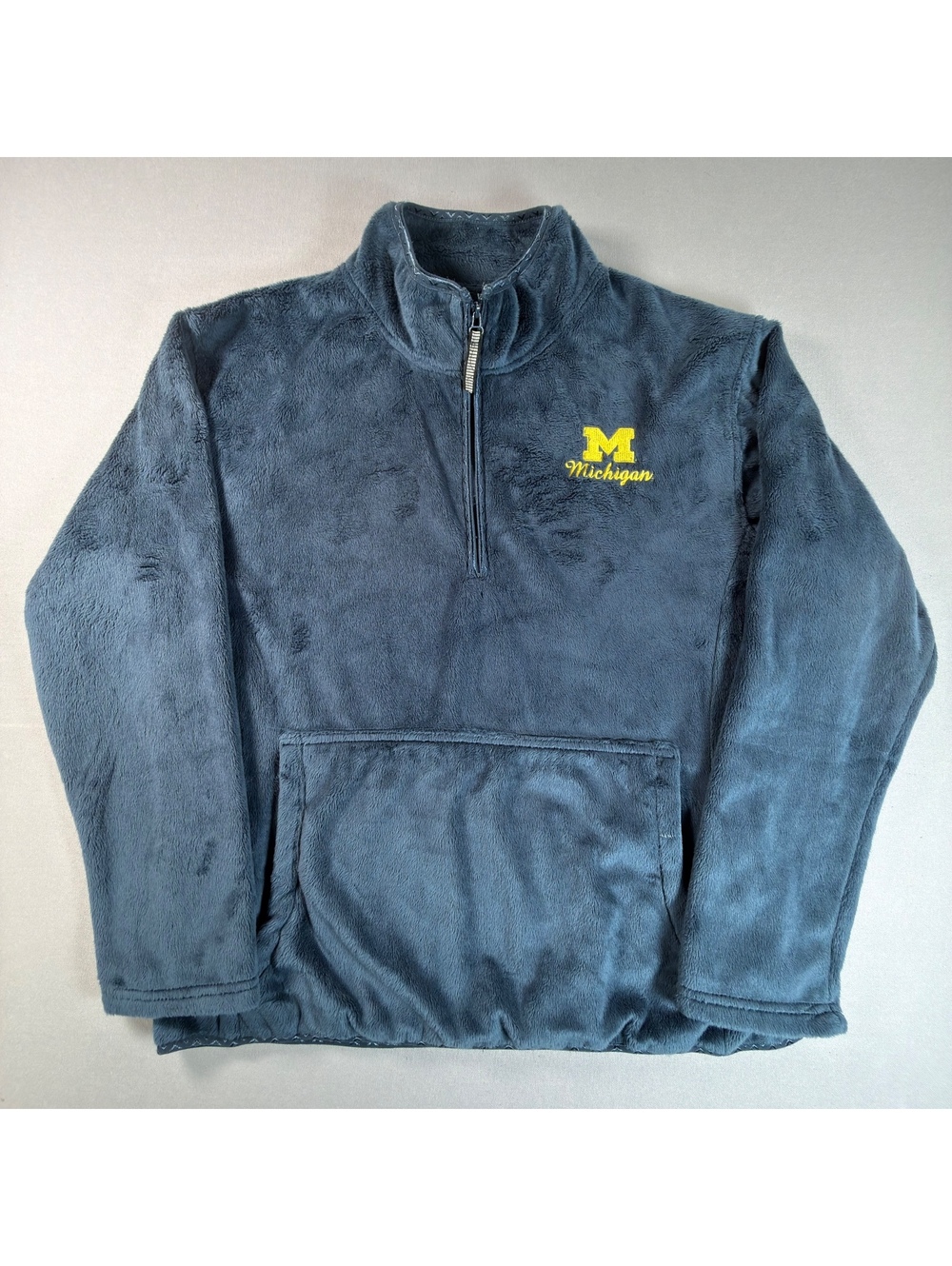 Michigan Wolverines Navy Blue Fleece Pullover 1/4 Zip NCAA Sweatshirt Men's L - Picture 1 of 8